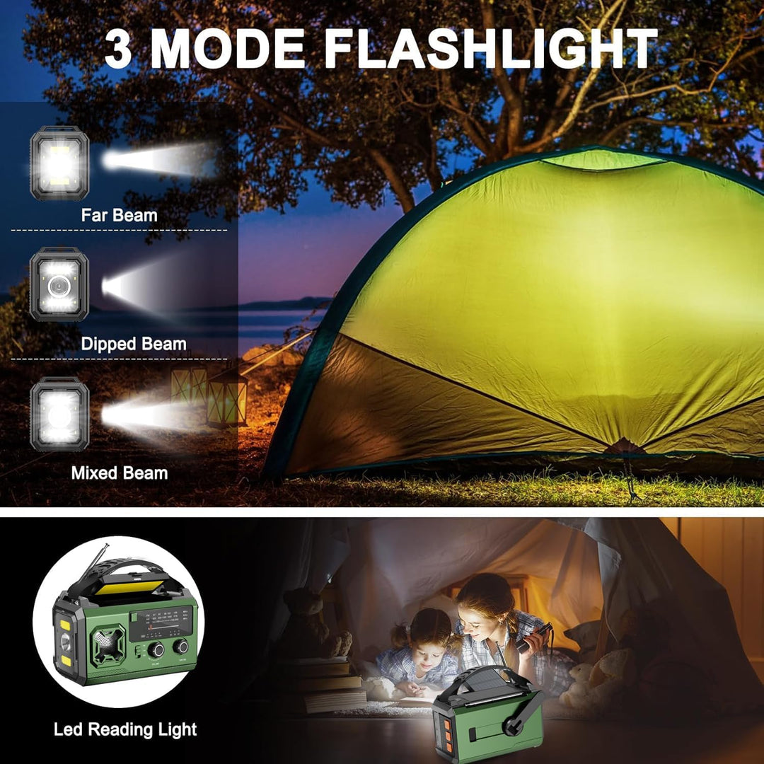 Kurbelradio- 27000mAh Notfallradio mit Kurbel und Solar, FM/AM Tragbar Solar Emergency Radio mit SOS