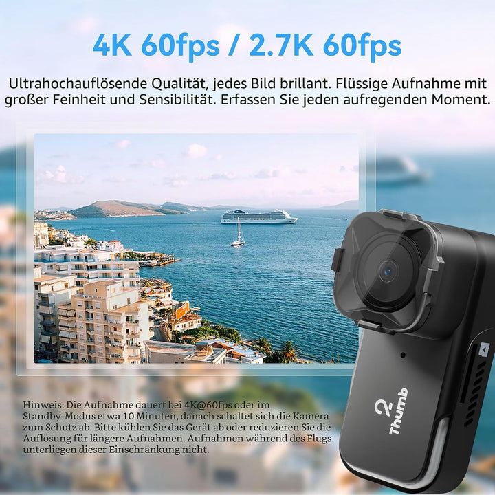RunCam Thumb 2 FPV Mini Action Kamera 4K60FPS 27g Fernbedienung Aufnahme mit Gyroflow Stabilisierung