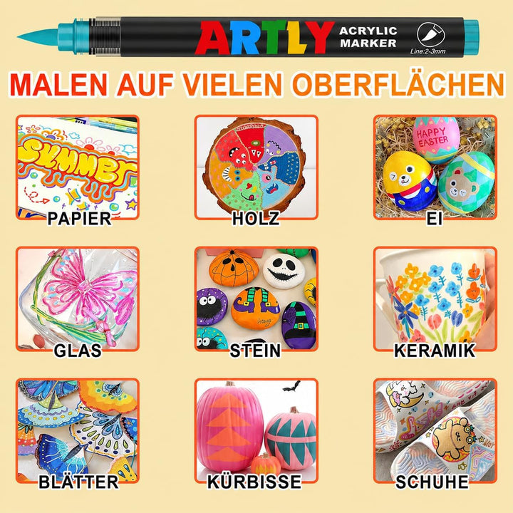 Laconile 320 Acrylstifte Set - Professionelle Malstifte mit deckender Acrylfarbe für Steine, Keramik