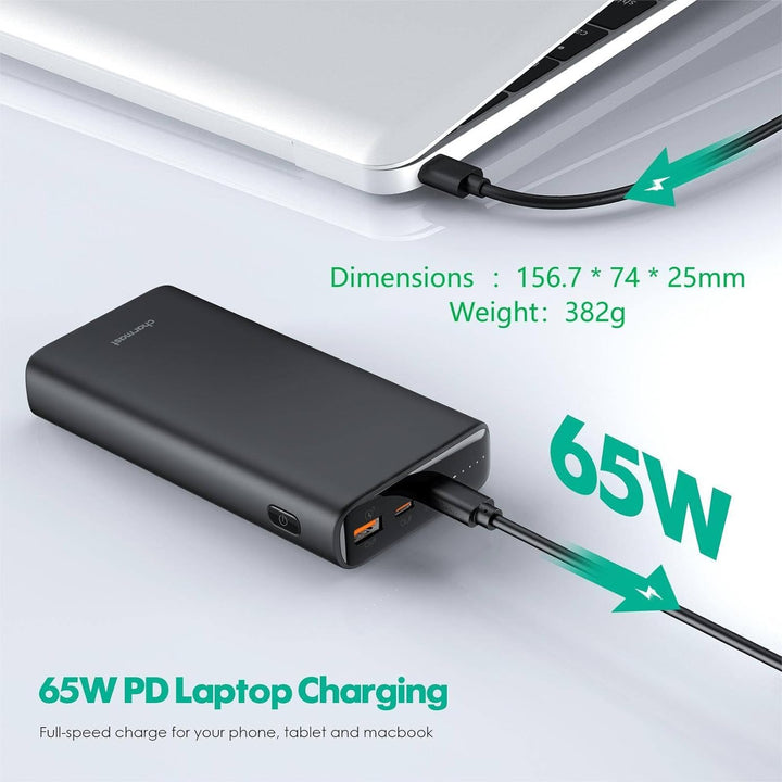 Charmast Powerbank PD 65W 23800mAh Power Delivery USB C Externer Akku Quick Charge 3.0 Ladegerät kom