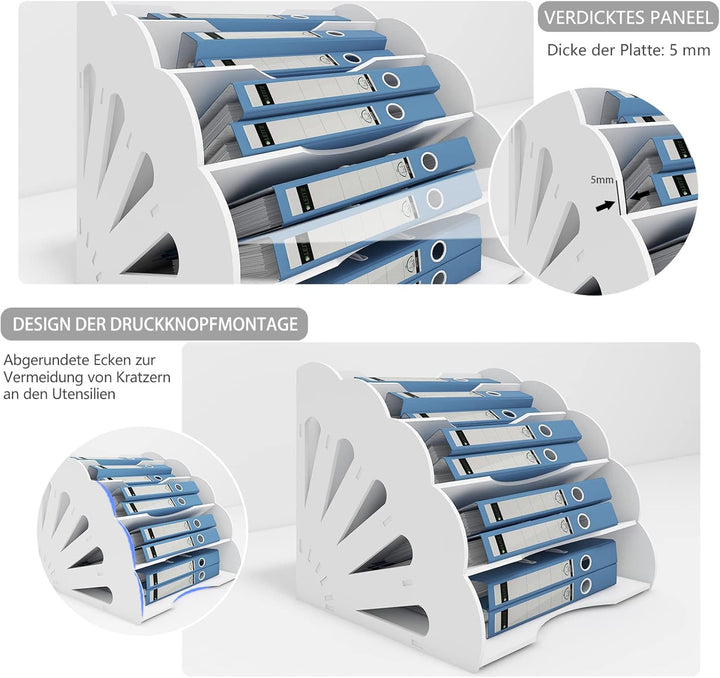 PUNCIA Dokumentenablage A4 Briefablage 5 Ablagefächer PVC Schreibtisch Datei Organizer Papierablage