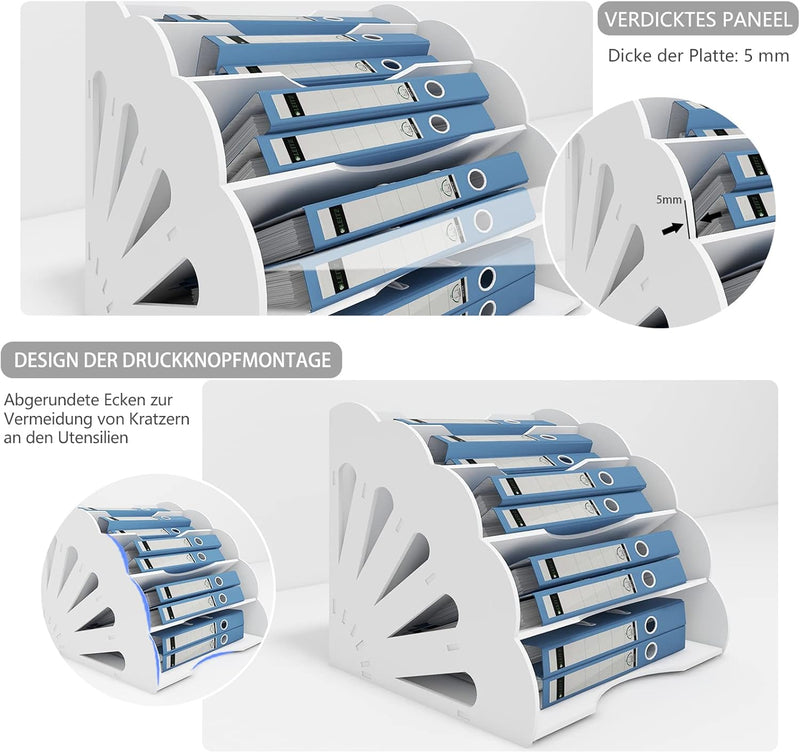 PUNCIA Dokumentenablage A4 Briefablage 5 Ablagefächer PVC Schreibtisch Datei Organizer Papierablage