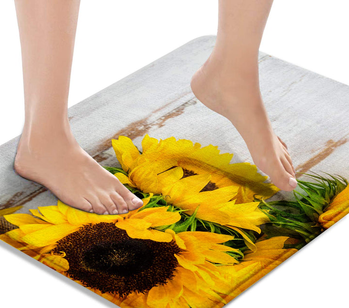 Britimes Badematten für Badezimmer, Badezimmermatten, Teppiche, kein Silber, gelbe Sonnenblume, wasc