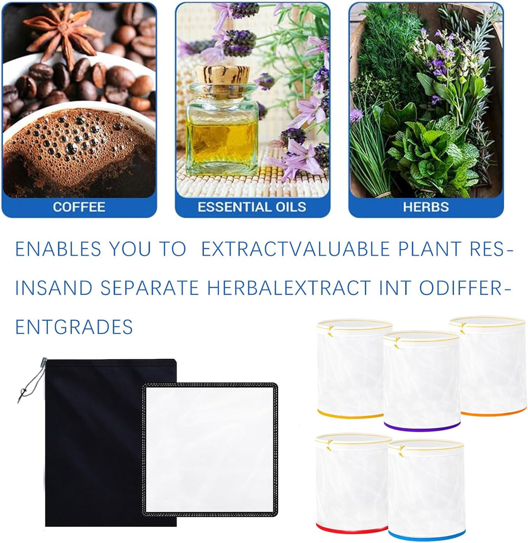 Bubble Bags, Bubble Hash Bag Set 1 Gallonen 5 Beutel Set, Presssieb und Aufbewahrungsbeutel Kit für