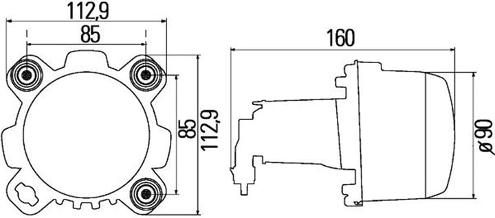 HELLA - Halogen/DE-Hauptscheinwerfer - 90mm Performance - 12V - rund - Einbau - glasklare Streuschei