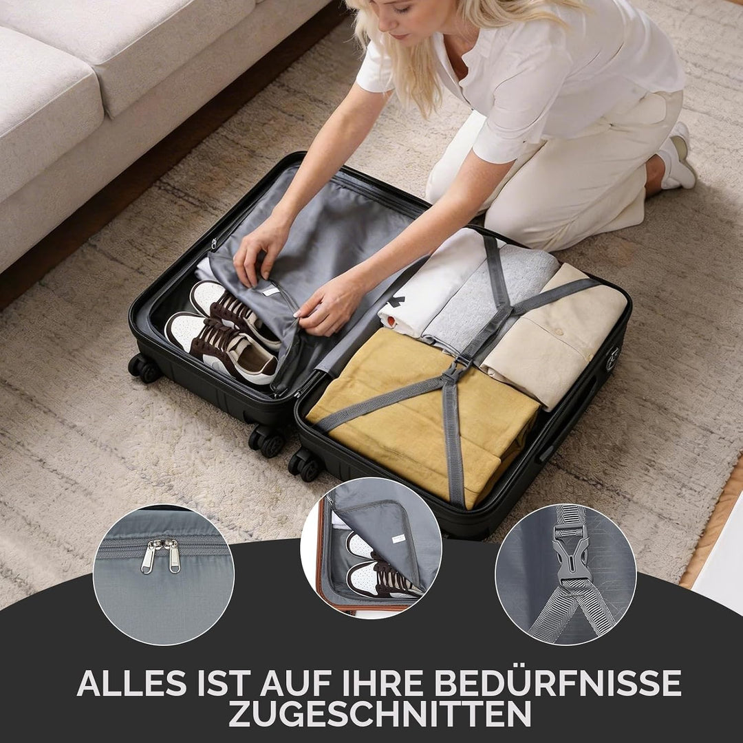 KONO Handgepäck Koffer 20 Zoll Leichter ABS+PC Hartschalenkoffer mit TSA-Schloss Reisekoffer mit 4 R
