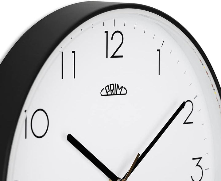 PRIM Sense Leuchtende Design Kunstoff Wanduhr, Weiss/Schwarz, Licht- und Geräusch-Sensor, Quarz-Uhrw