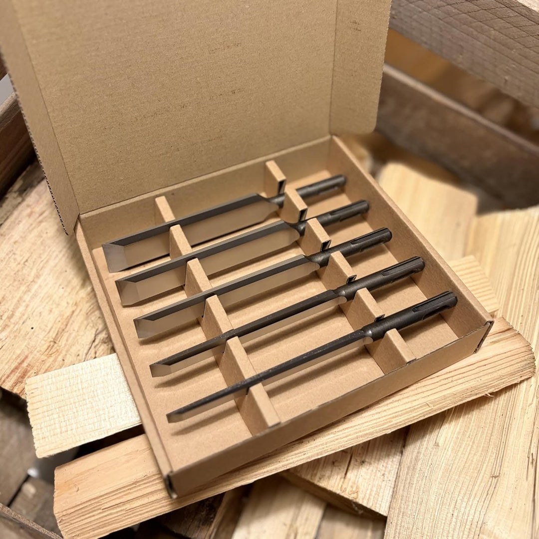 SDS-plus Stechbeitel-Set 5tlg. in Holzkiste - Made in Germany - direkt vom Hersteller