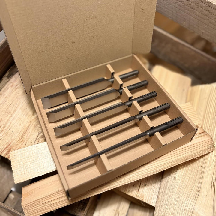 SDS-plus Stechbeitel-Set 5tlg. in Holzkiste - Made in Germany - direkt vom Hersteller