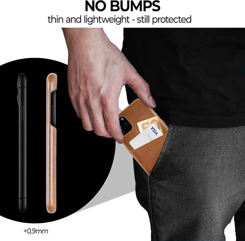 BULLAZO Menor Urban – Schutzhülle Handy Hülle mit Kartenfach aus Leder kompatibel mit iPhone 11 Pro