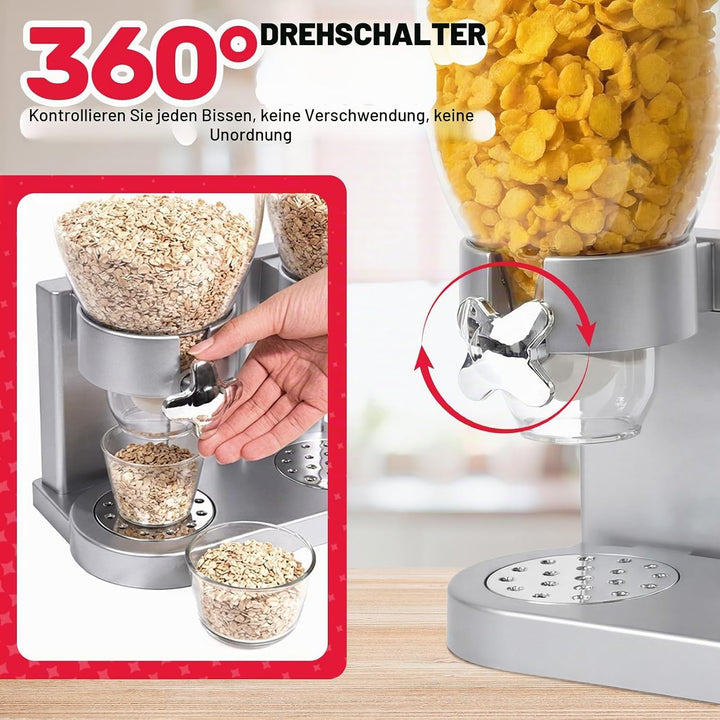 Sinceroduct Cereal Dispenser Countertop 2L, 3er Set Dreifacher Müsli Verteiler für die Arbeitsplatte