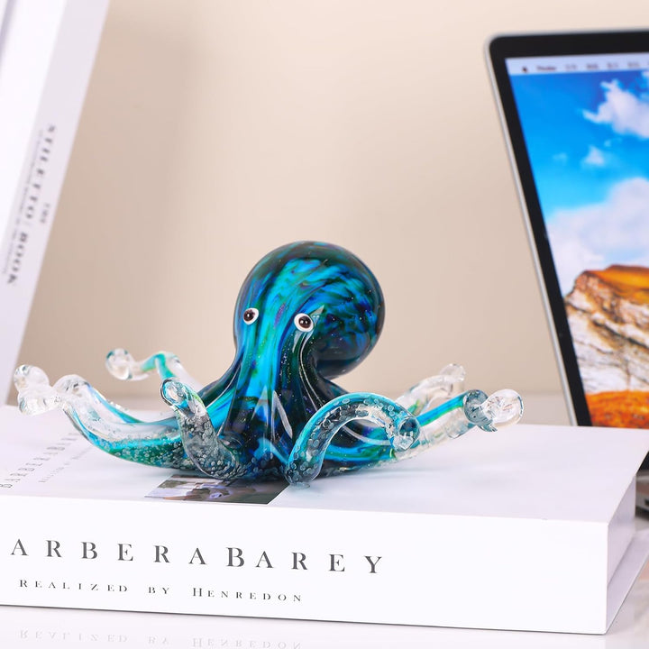 LCCCK Glas-Oktopus-Statue, Heimdekoration, mundgeblasenes Glasdekor, Ozean-Figuren, Oktopus-Skulptur