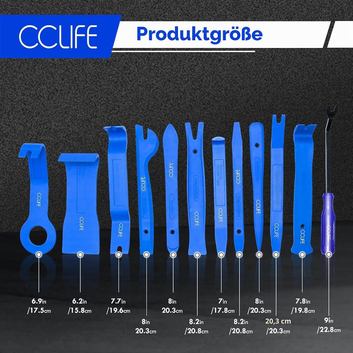 CCLIFE 12tlg Auto Demontage Werkzeug Set PP PA+ Zierleistenkeile Innenraum Verkleidung Türverkleidun