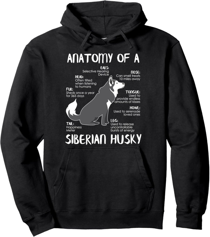 Anatomy of Siberian Husky Gift for Dog Lovers Gifts Pullover Hoodie