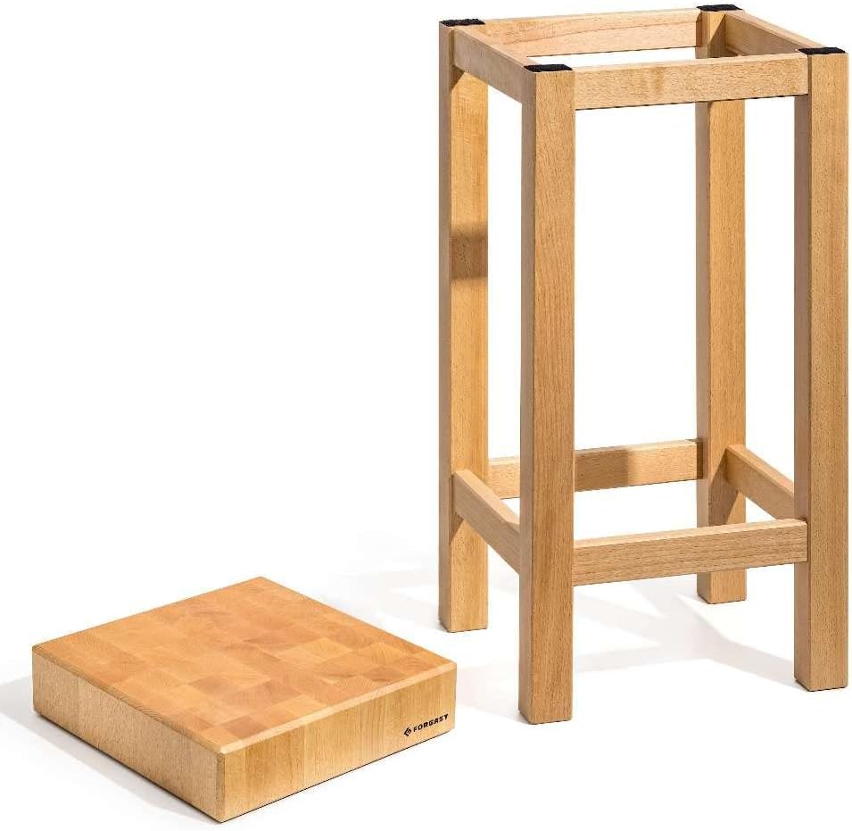 Fleischerblock Hackblock mit Sockel | 40x50x20 cm | Professioneller | aus Buchenholz | für Metzger,