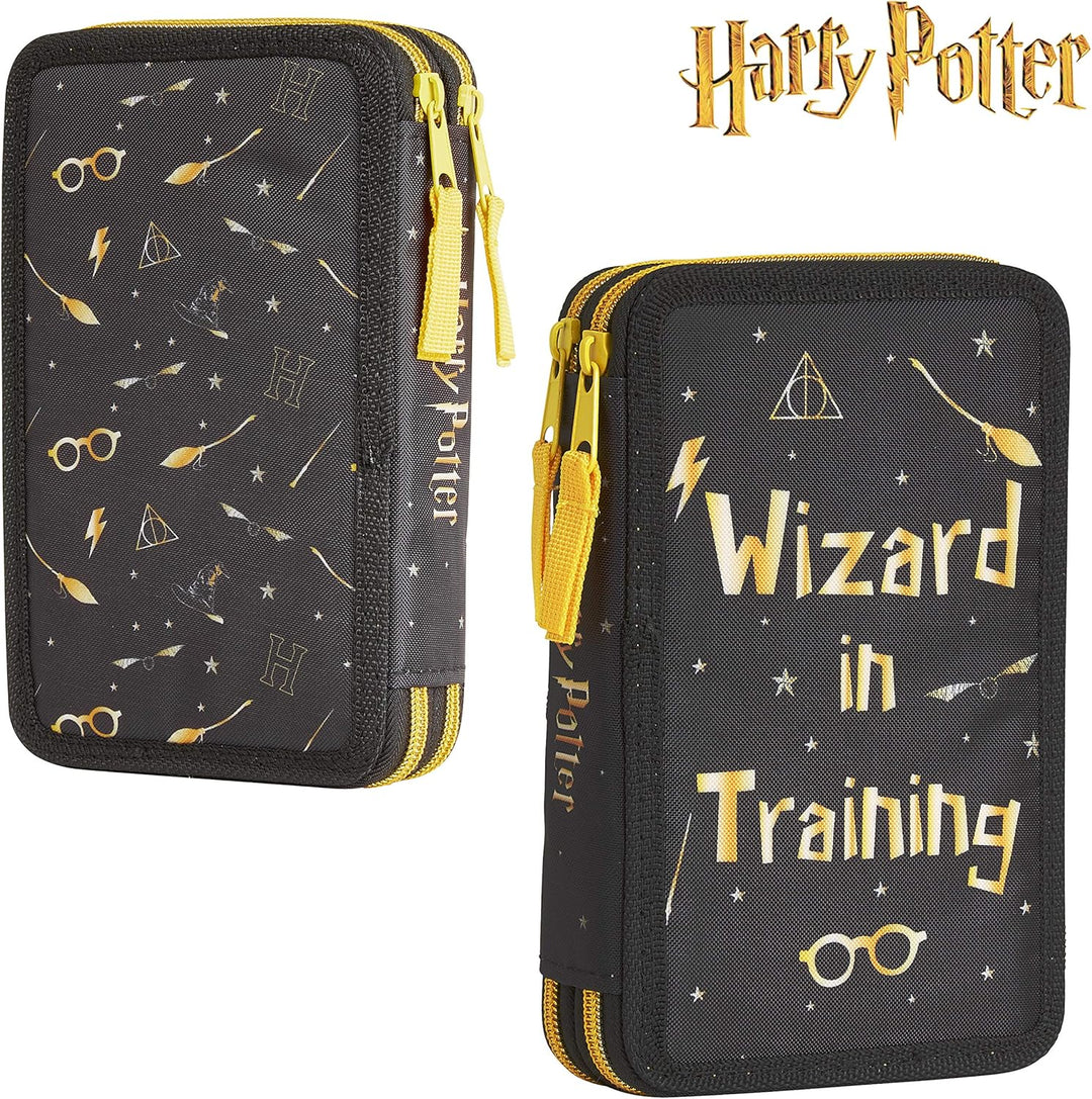 Harry Potter Federmäppchen, Kollektion von Schule Zubehör, Polyester Etui, 1 Stück Federpenal, 2-Fac