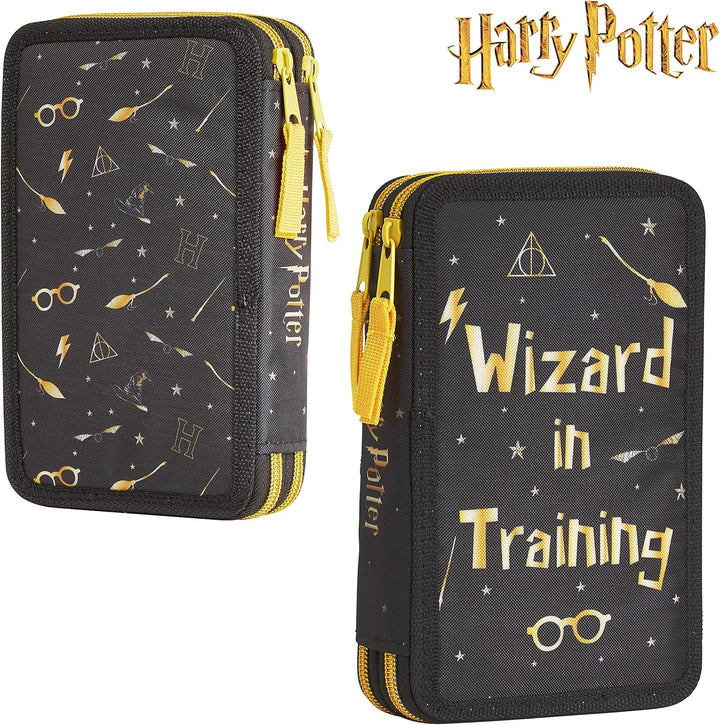 Harry Potter Federmäppchen, Kollektion von Schule Zubehör, Polyester Etui, 1 Stück Federpenal, 2-Fac
