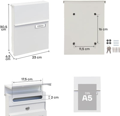 ARREGUI Line E6801 Briefkasten aus Verzinktem Stahl, Grösse S (DIN A5 Post), Wandbriefkasten für den