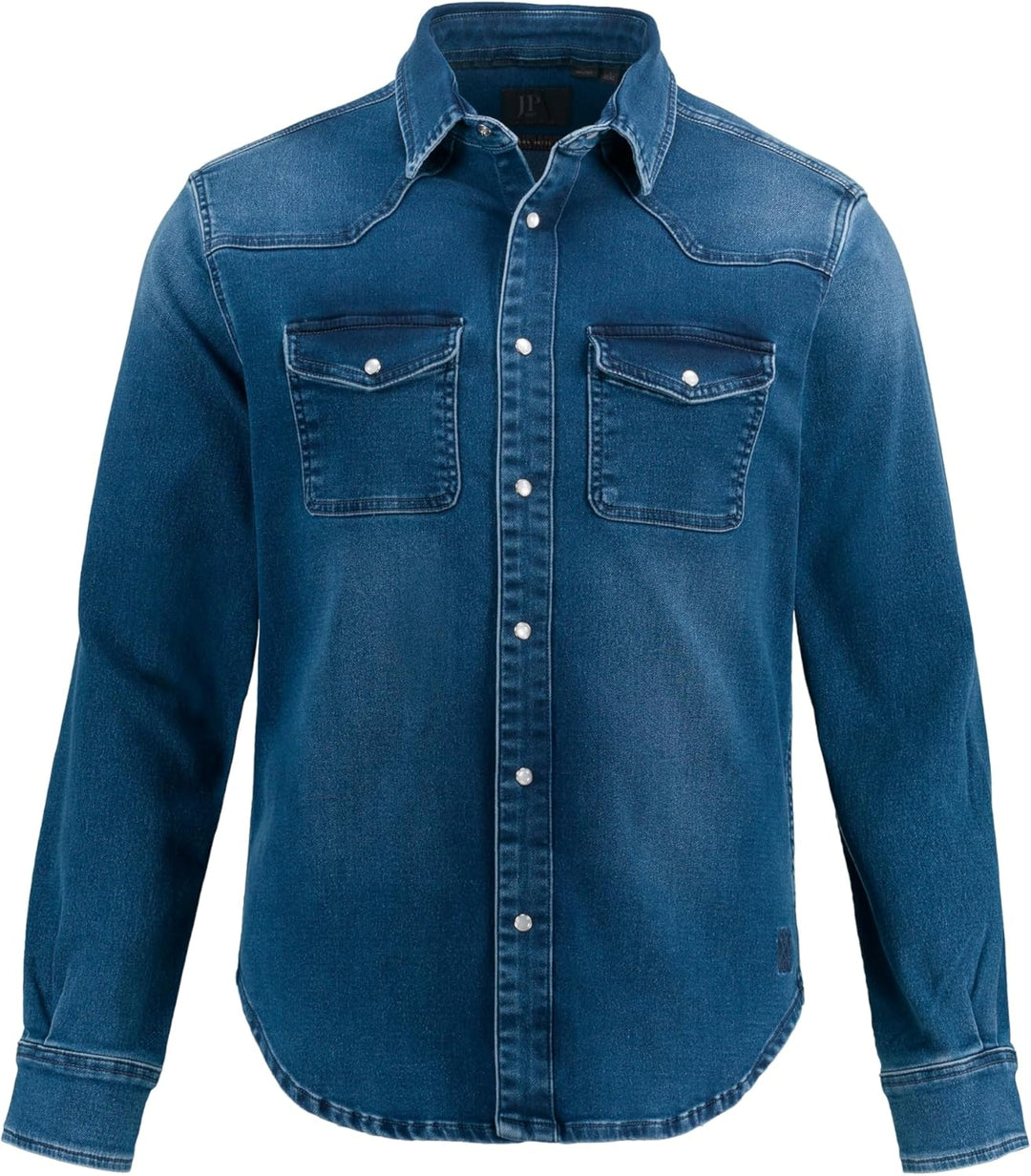 JP 1880 Herren grosse Grössen Übergrössen Menswear L-8XL Jeanshemd, FLEXNAMIC®, Denim, Langarm, Kent