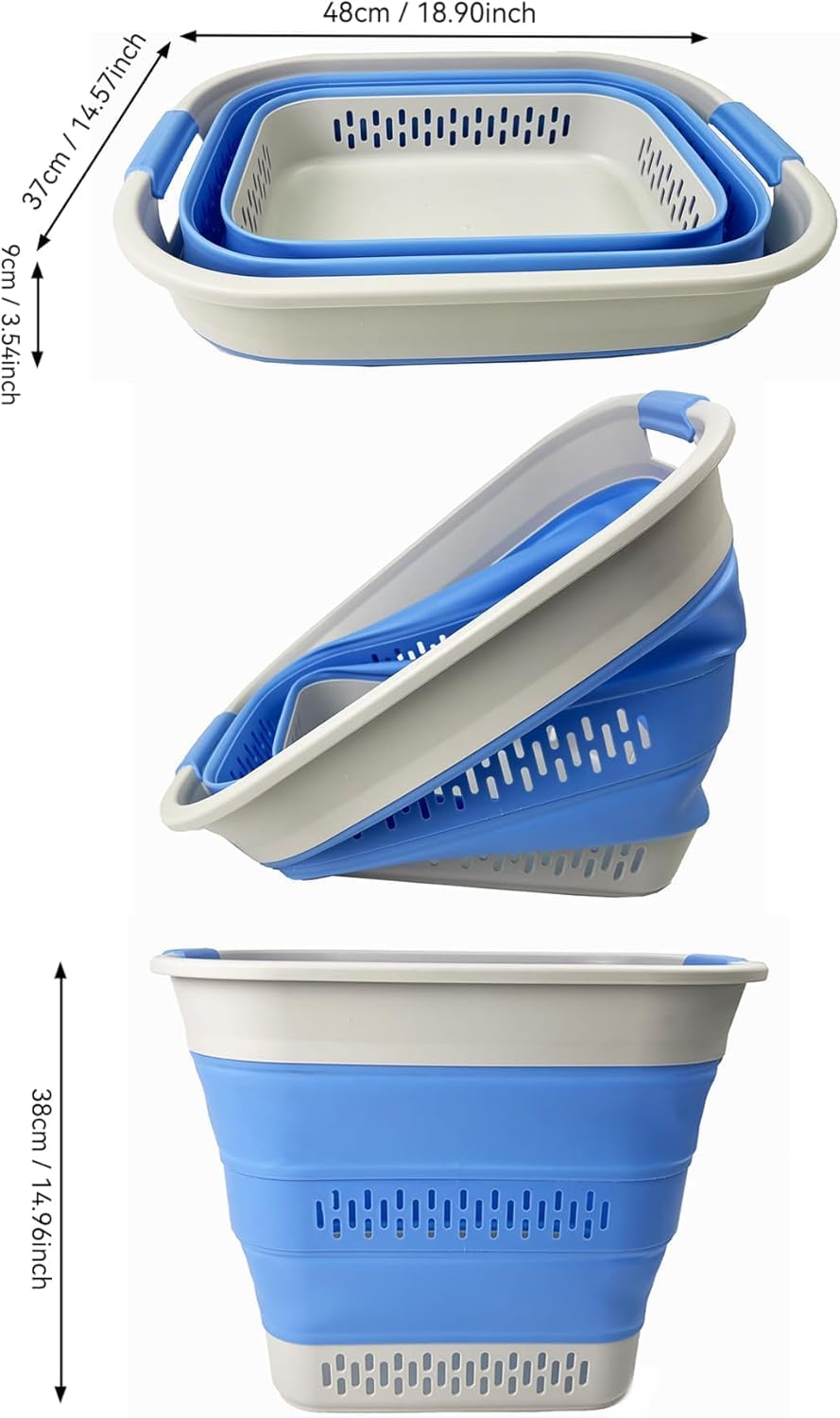 SAMMART Zusammenklappbarer Wäschekorb aus Kunststoff, 40 l, faltbarer Pop-Up-Aufbewahrungsbehälter/O