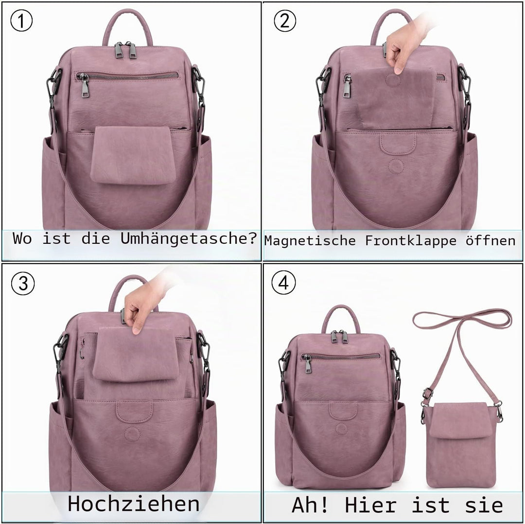 UTO Rucksack Damen Elegant mit Schultergurt Modischer Multifunktionsrucksack Schultertasche Herren P