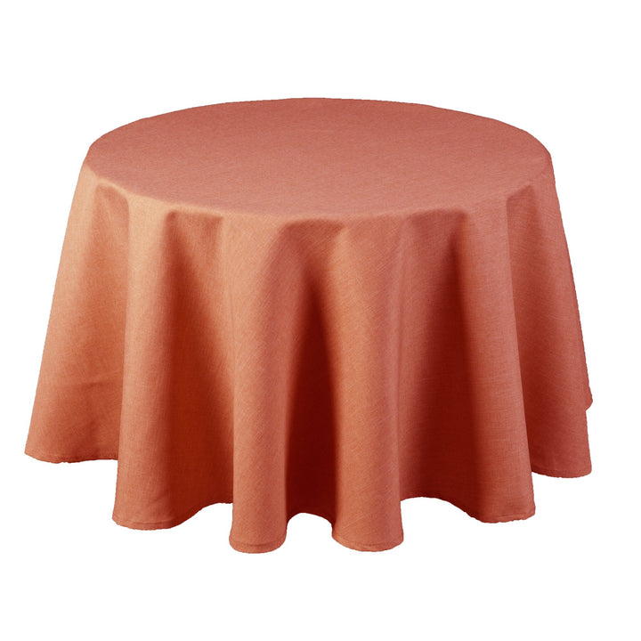 Textil Tischdecke - Leinen Optik - wasserabweisend Rund (Terrakotta, 140 cm) Terrakotta 140 cm, Terr