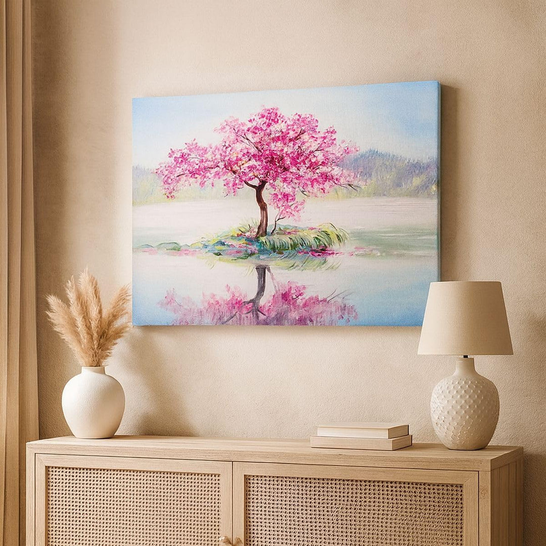 Bilder auf Leinwand 100x70cm Leinwandbild mit Rahmen Baum Abstraktion Gross Wanddeko Bild Schlafzimm