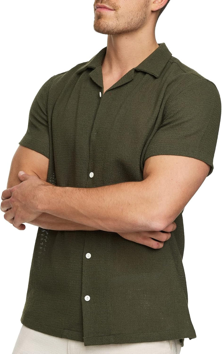 Indicode Herren INCosby Kurzarmhemd mit Button-Down-Kragen | Herrenhemd gestreift Kurzarm Hemd, L Ar