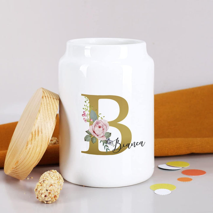 Herz & Heim® Keksdose personalisiert mit Ihrem Wunschnamen zu Weihnachten für Ihre Plätzchen (Rosen)