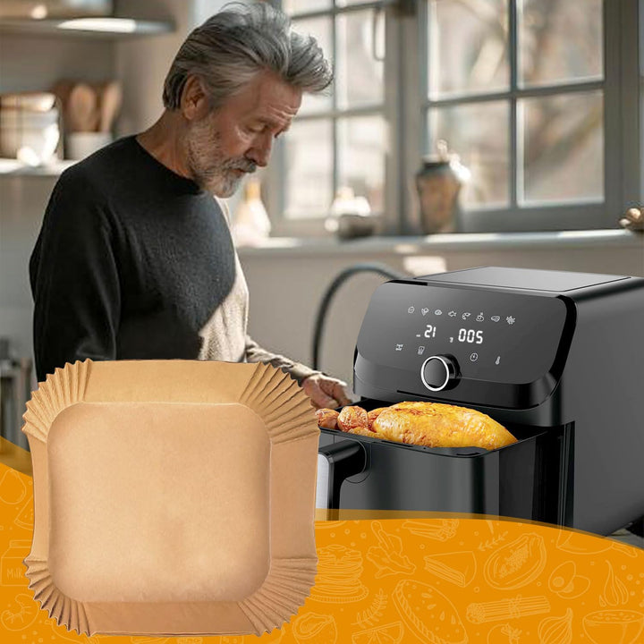 120 Stück Airfryer Backpapier für Tefal Easy Fry Mega Heissluftfritteuse 7.5L, Airfryer Zubehör für