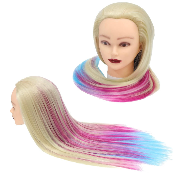 Trainingsköpfe, 28 inch Frisierkopf für Frisöre 100% Synthetikfaser-Haar Übungskopf,mit DIY Stricken