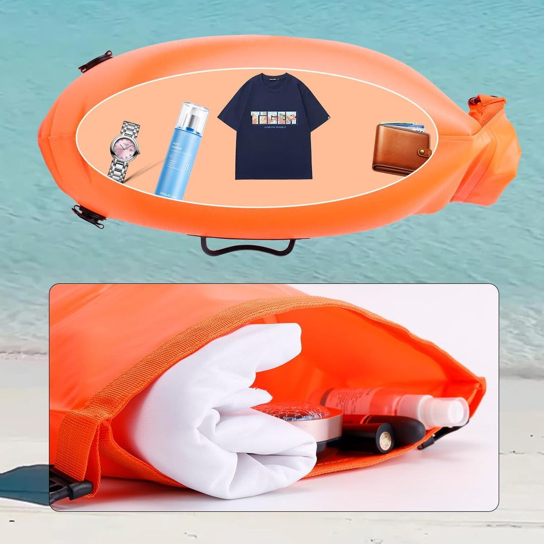 28L Schwimmboje Trockensack mit Doppelairbag, Aufblasbare Schleppschwimmer Boje für Erwachsene Freiw