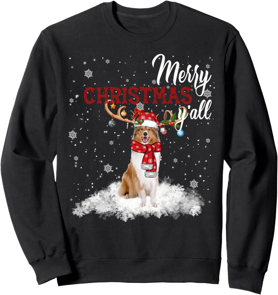 Merry Christmas Y'all Rough Collie Weihnachtsschmuck Sweatshirt