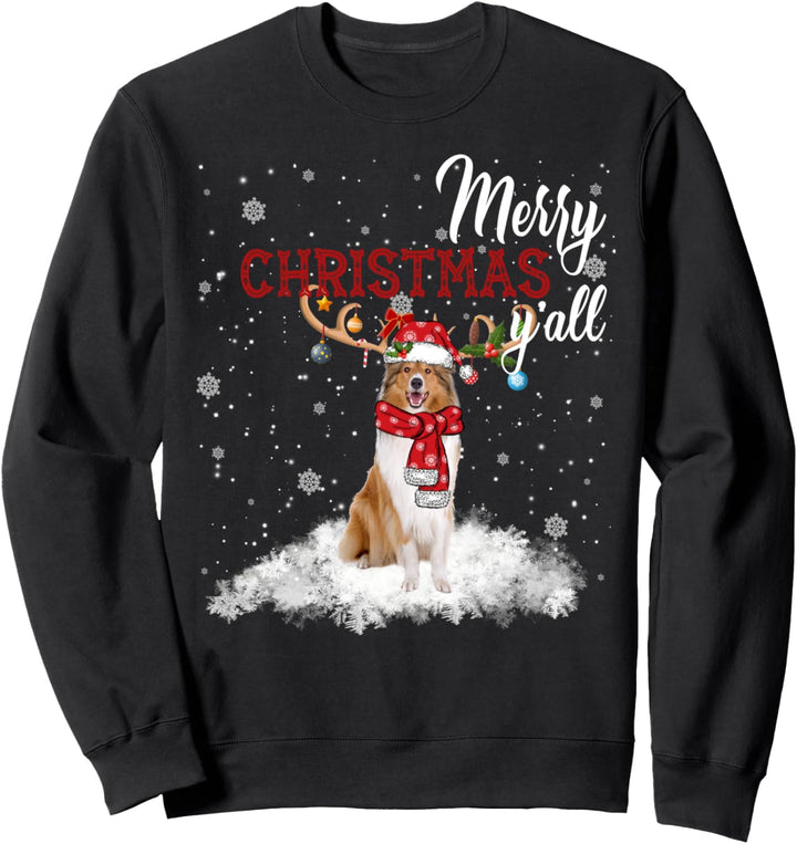 Merry Christmas Y'all Rough Collie Weihnachtsschmuck Sweatshirt