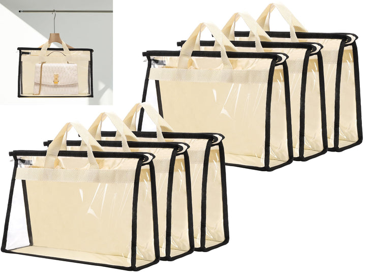 6 Stück Staubbeutel Transparent Staubbeutel für Handtaschen Aufbewahrung Organizer mit Reissverschlu