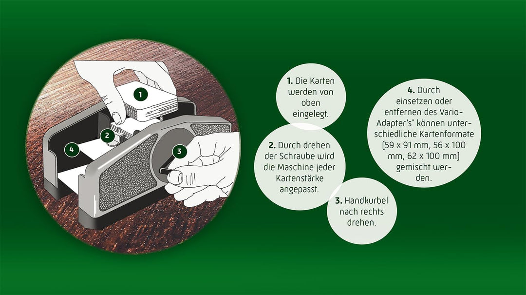 ASS Altenburger 22574033 - Kartenmischer Vario mit Handkurbel, für unterschiedliche Kartenformate ge