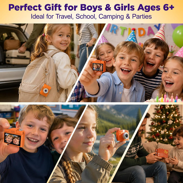 USCAMEL Kinderkamera Digital Mini, Retro Schlüsselanhänger Kamera Orange | Retro-Schlüsselanhänger-K