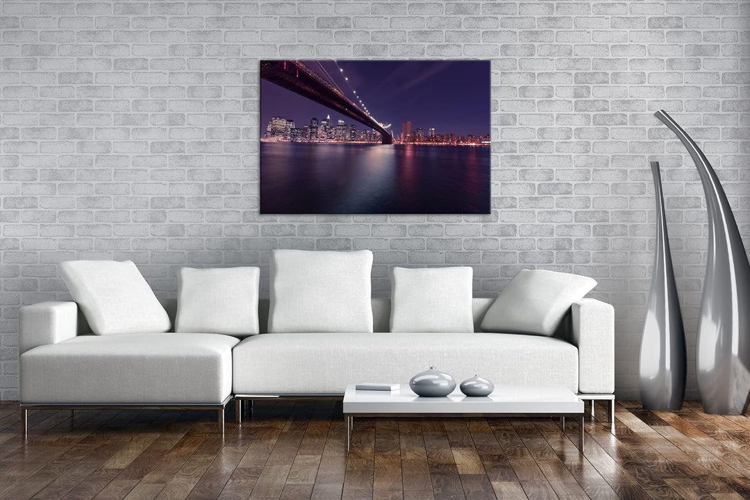 deyoli Brooklyn Brücke mit atemberaubenden Blick auf New York im Format: 100x70 als Leinwandbild, Mo