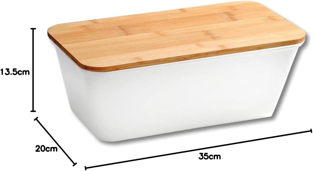 Kesper | Brotbox, Material: Kunststoff, Bambus, Masse: B: 35 x H: 13,5 x T: 20 cm, Farbe: Weiss, Bra