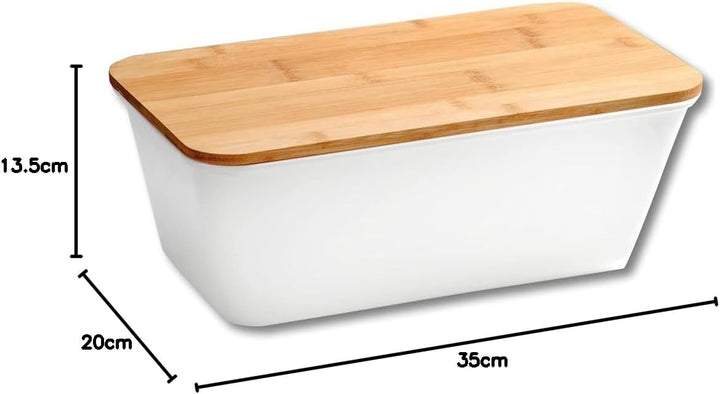 Kesper | Brotbox, Material: Kunststoff, Bambus, Masse: B: 35 x H: 13,5 x T: 20 cm, Farbe: Weiss, Bra
