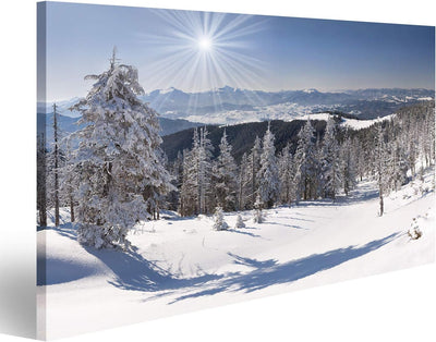 Bild Bilder auf Leinwand Schöne Winterlandschaft in den Bergen Wandbild Poster Leinwandbild VAZ 130x