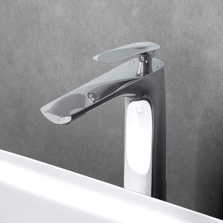 doporro Armatur Wasserhahn Bad Waschtischarmatur Silber 28 cm hoch | Design Waschtischarmatur für Wa