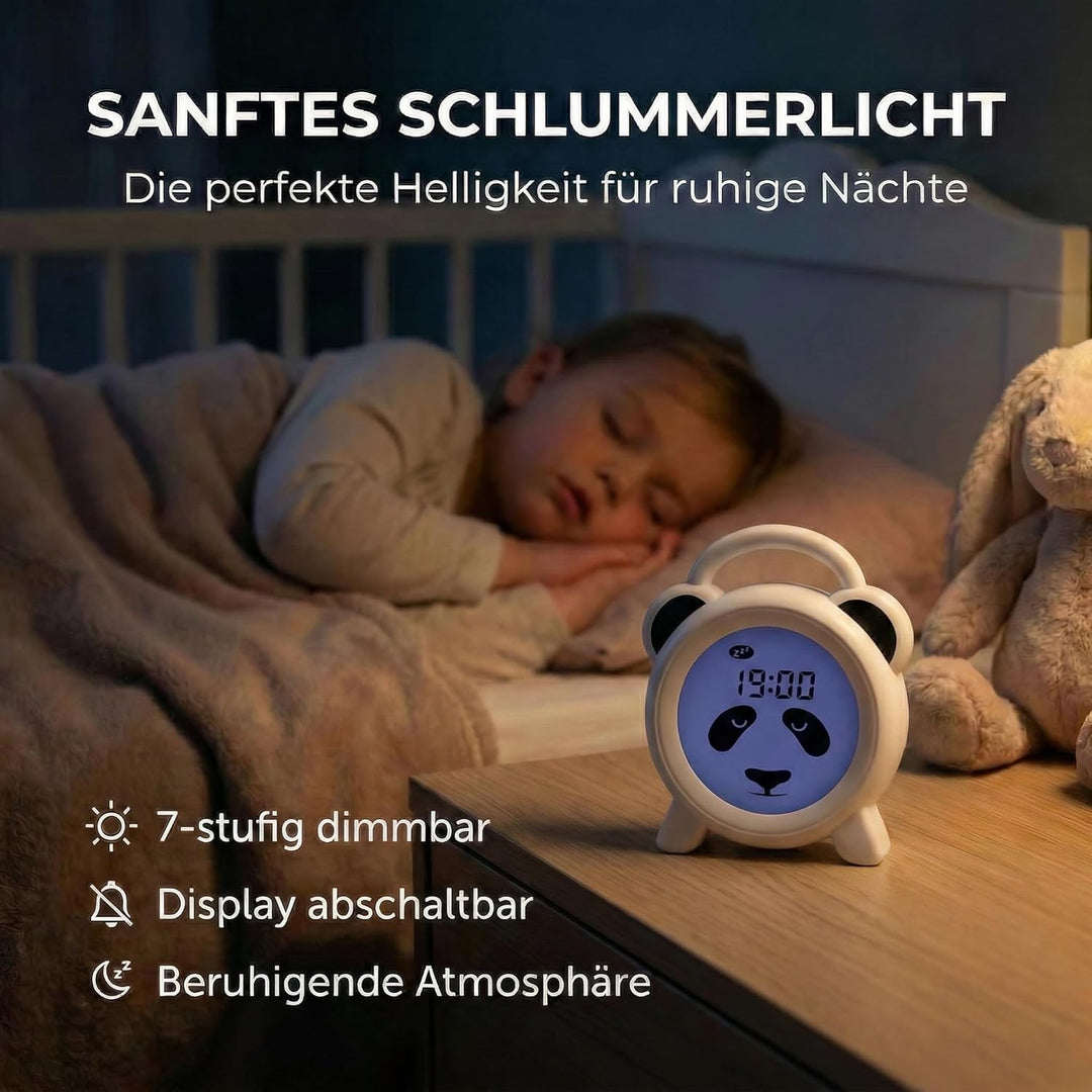 Alecto BC100PANDA Wecker Kinder - Kinderwecker USB Aufladbar - Kinder Wecker mit Nachtlicht - Schlaf