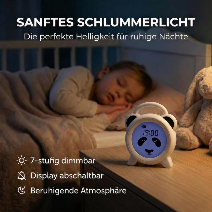 Alecto BC100PANDA Wecker Kinder - Kinderwecker USB Aufladbar - Kinder Wecker mit Nachtlicht - Schlaf