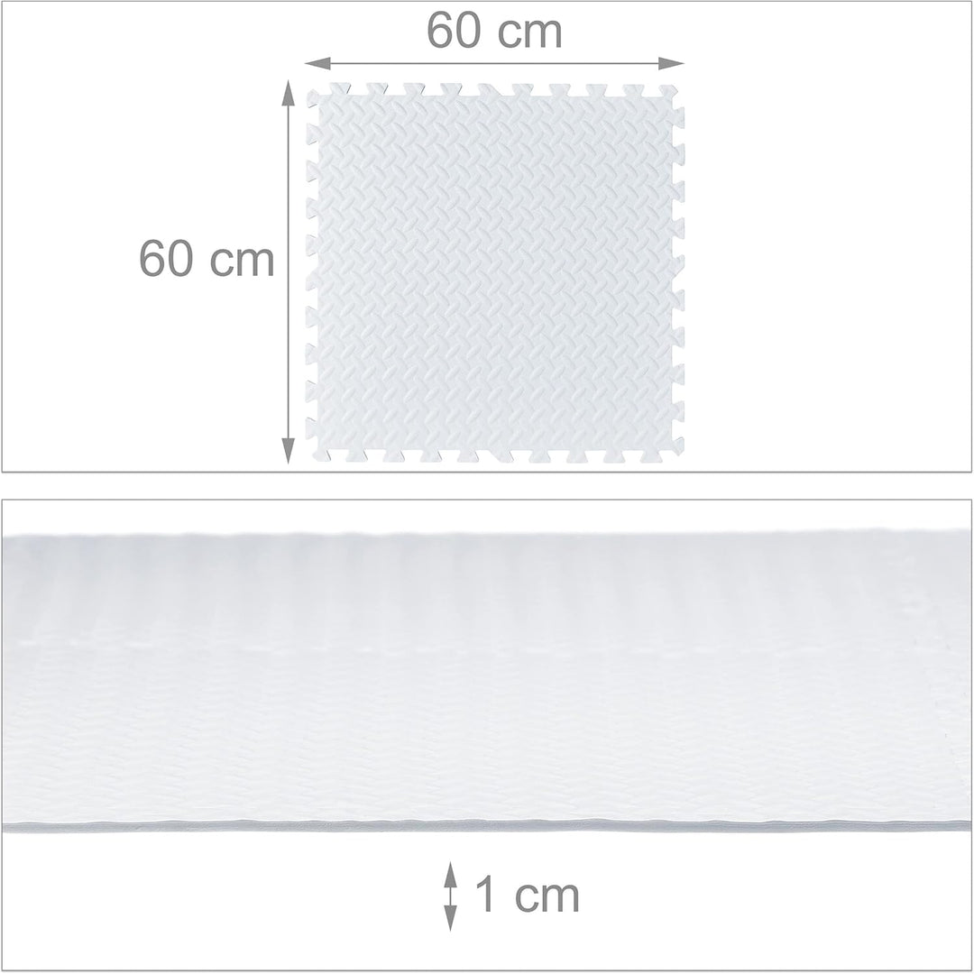 24 x Bodenschutzmatte, 60x60 cm, Schutzmatten mit Rand, Eva, 9m² Gesamtfläche, Unterlegmatte für Fit