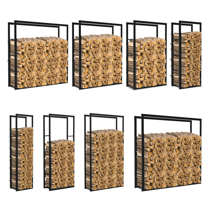 Lospitch Kaminholzregal, Innen Brennholzregal Holzhalter aus Stahl, Stabiles Metall-Gestell In Matt