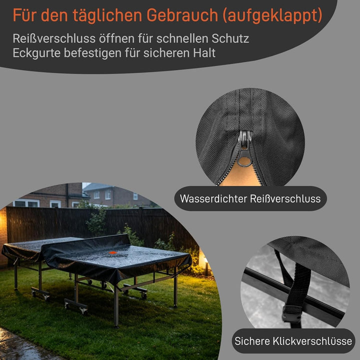 Awnic Tischtennisplatte Abdeckung Black - 600d 190x(25/70)x155cm 1, Black - 600d 190x(25/70)x155cm 1