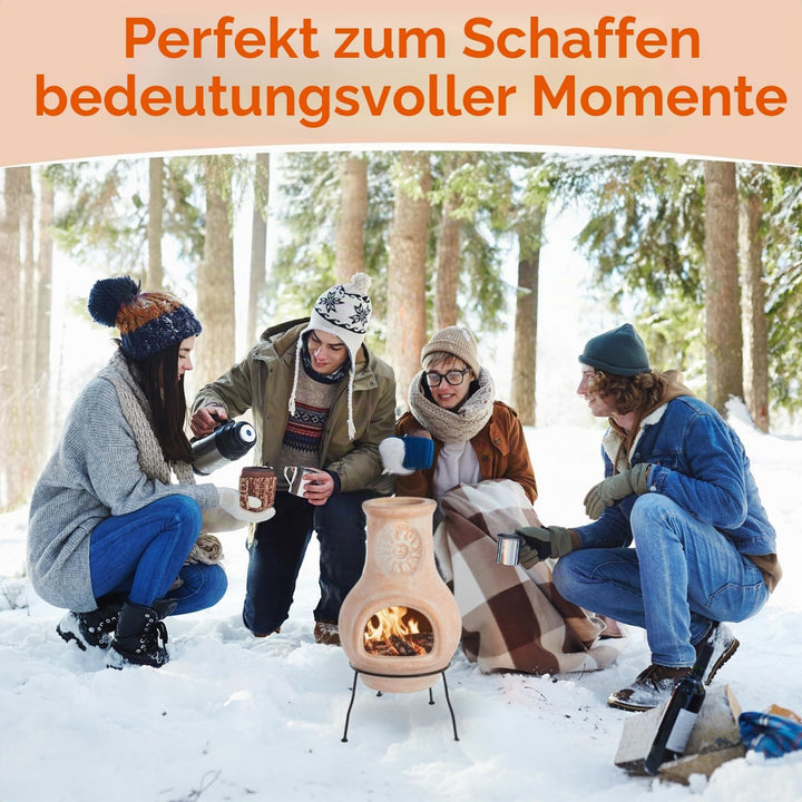 Outdoor Clay Chimenea Sun Design Holzkohle Feuerstelle mit Metallständer