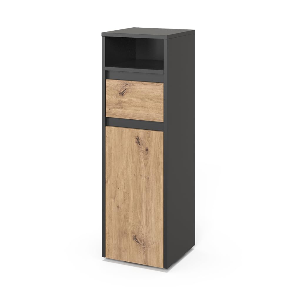 Vicco Midischrank Majest, Artisan, 30.2 x 96.3 cm mit Schublade und Tür, zur Aufbewahrung von Badute