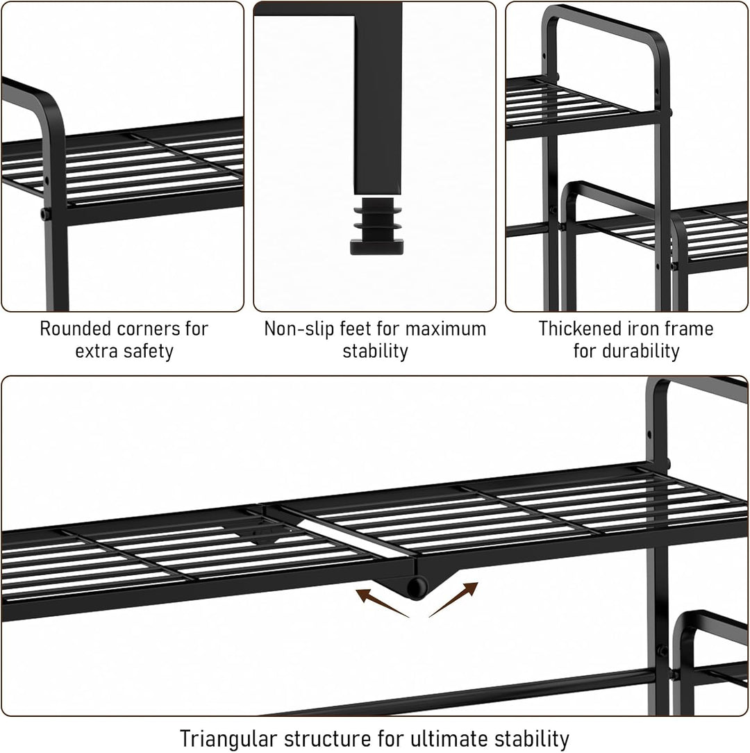 Pflanzenständer Metall 2-stufiger umwandelbarer, Pflanzenregal Blumenständer für Outdoor Balkon Gart